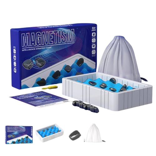 Fiegcit 磁気チェス テーブルトップマグネットゲーム 磁気効果付きチェスボードゲーム 子供用磁気効果チェス 教育チェッカーゲーム 家族の集まりのためのポータブルマグネットストーンボードパーティー用品 2人用デスクトップ磁気ボードゲーム、子供の知育玩具