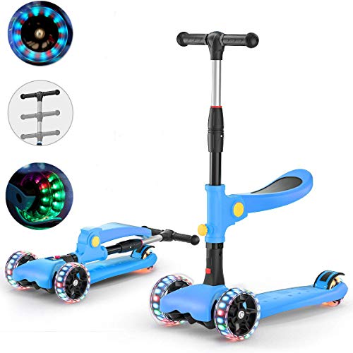 Airgymfactory 2-in-1 3 Wheel Kick Scooter with Removable Seat Great for Kids
