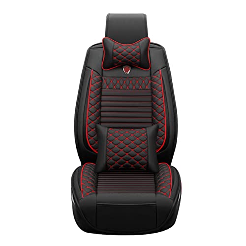Maidao Car Seat Covers Full Set Intended for Volvo S40 2000-2011 Faux Leather, High Back Front and Rear Split Bench Car Seat Cover Waterproof, Cozy Automotive Interior Covers, Black Red-Luxury
