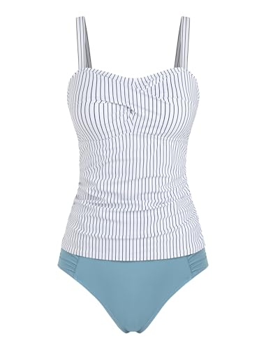 Image of ZAFUL Tankini Swimsuits for Women Tummy Control High Waisted Twist Front Ruched Two Piece Bathing Suit