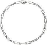 Savlano 925 Sterling Silver Solid Italian Diamond Cut Paperclip Link Chain Bracelet With Gift Box Fo