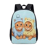 Mochila fofa com estampa de gato laranja de 43 cm, ilustração artística de gatinho para laptop para mulheres e homens, mochila de viagem, 01, Large, Mochila estampada