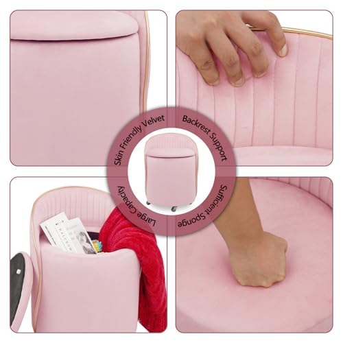 Tabouret de coiffeuse ergonomique avec support lombaire et coffre intégré