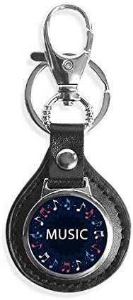 DIYthinker Red Blue Round-shaped Music Notes Key Chain Ring Keyholder Hook Leather Metal image 2