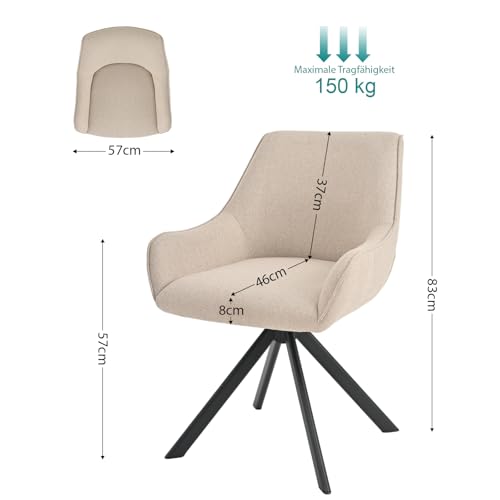 Lot 6 chaises pivotantes lin beige 360° — Daming Furniture