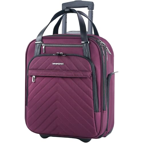 VANKEAN Laptoptasche mit Rollen16-Zoll-Multifunktions Undersitzer Leichtgewicht Overnight Koffer mit Rädern Rollenkoffer für Frauen Männer Reisen Business Arbeit, Violett