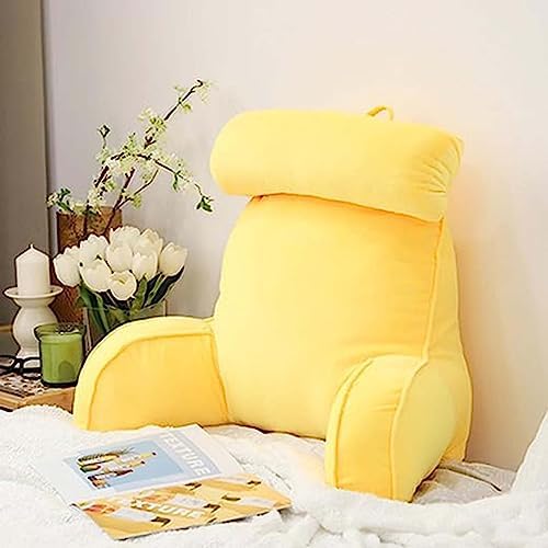 Kongdson Portable Reading Pillow for Sofa Chair Bed, Detachable Neck Roll and Storage Pockets Soft Back Support Cushion, Watching TV Gaming Positioning Support Bolster