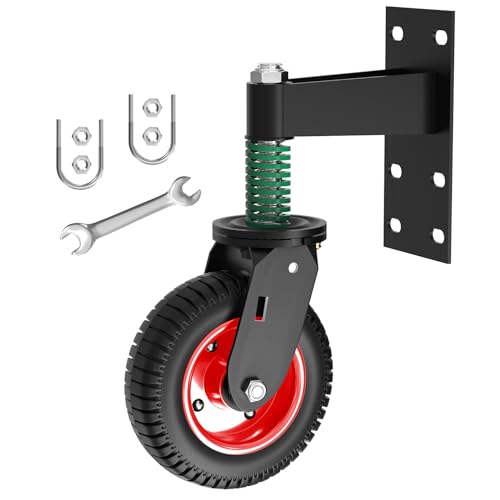 Gatewhool 6inch Fence Gate Wheel - 500 Lbs Capacity, Spring Loaded Heavy Duty Gate Caster Wheels with 360 Degree Swivel, Black/Red