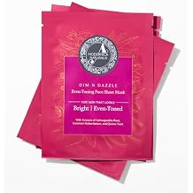 The Ayurveda Experience Dim N Dazzle Even-Toning Face Sheet Mask for Brightening, Hydrating Dull, Dry, Aging, Textured Skin with Sappan Wood Bark and Manjistha, Paraben-Free, 4 Sheet Masks
