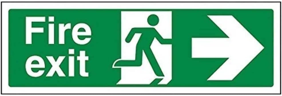 V Safety Fire Exit Arrow Right Sign - 300mm x 100mm - Self Adhesive Vinyl