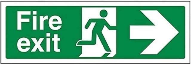 VSafety Fire Exit Arrow Right Sign - Landscape - 300mm x 100mm - Self Adhesive Vinyl