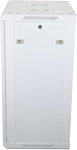 Miniatura 5 de NavePoint Gabinete de red de 18U con puerta de vidrio – Gabinete de servidor de montaje en pared de 18U, rack blanco de 19 pulgadas para equipos de