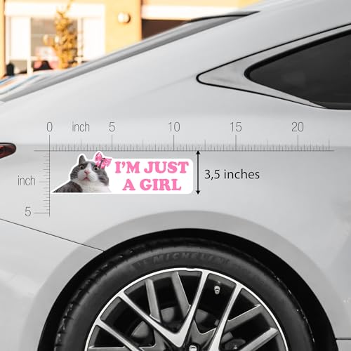 Image of Im Just A Girl Sticker - Versatile Cat Car Decal Set, Durable Automotive Exterior Accessories, Ideal for All Vehicles