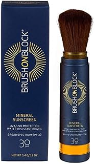 Brush On Block Mineral Sunscreen Powder, Refillable Broad-Spectrum SPF 30, Safe for Sensitive