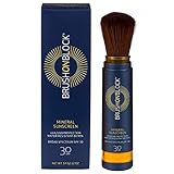 Brush On Block Mineral Sunscreen Powder, Refillable Broad-Spectrum SPF 30, Safe for Sensitive Skin, UVA UVB Face Protection, Natural, Reef Friendly (Translucent)