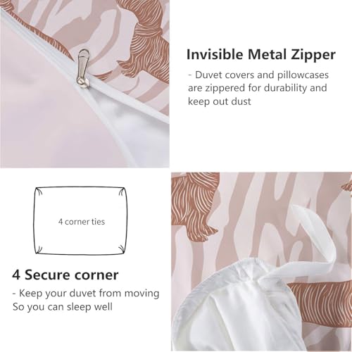 Housse de couette 220x240cm parure de lit microfibre teckel rose beige - 7
