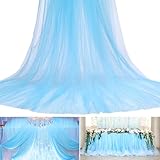 Windyun Netting Fabric Tulle 118' by 11 Yards (33 ft) Spool Mesh Fabric for Wedding Baby Shower Party Decorations DIY Tutu Skirts Crafts Garden Large Mosquito Nets Tulles Supplies(Light Blue)