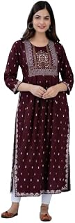 Women's Printed Rayon Naira Cut Kurta