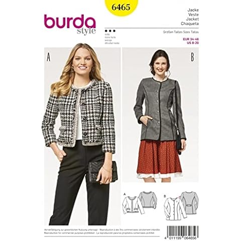 Burda 6465 Collarless Jackets Sewing Pattern thumbnail