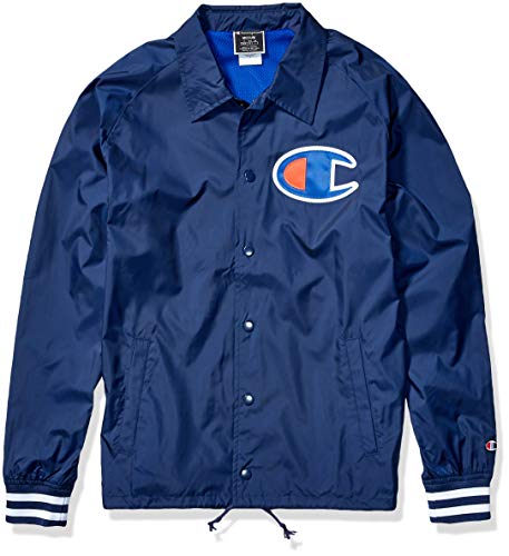 Champion LIFE Men's Satin Coaches Jacket Ribbed Cuff, Imperial Indigo, Large