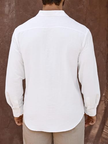 Image of Men's Casual Button Down Shirts Long Sleeve Linen Touch Textured Shirt Wrinkle Free Fashion Casual Vacation Beach Summer Shirt (1001)