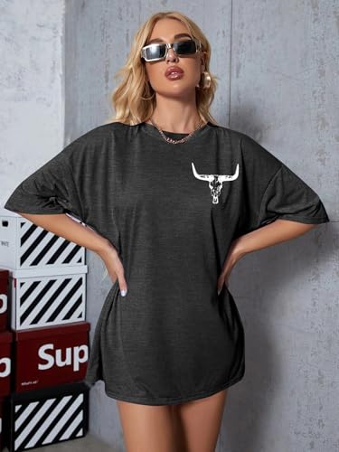 Oversized Country Music Shirts for Women Cow Skull Shirt Western Cowgirl Tee Vintage Concert Outfit Music Lover Tops2