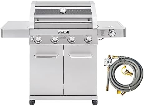natural gas burner grill that will change your outdoor cooking game 4 Monument Grills Larger Convertible 4-Burner Natural Gas Grill Stainless Steel Cabinet Style Propane Grills with Conversion Kit(2 Items)