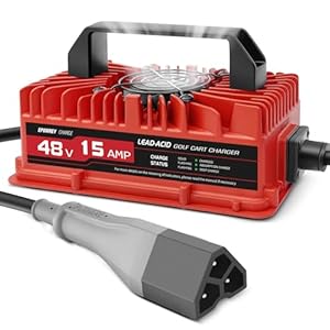 15 AMP Golf Cart Charger for 48 Volt EZGO RXV & TXT with 3 Pin Triangular Plug-Lead Acid Battery