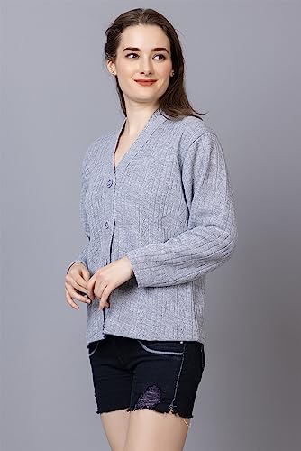 Image of Wear lusso Women Sweater for Winter Woolen Acrylic Full Sleeves V Neck Stylish Design Cardigan Girls /Ladies