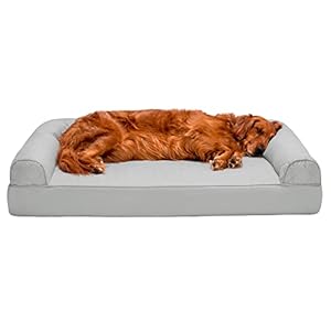 Furhaven Orthopedic Dog Bed for Large Dogs w/ Removable Bolsters & Washable Cover, For Dogs Up to 95 lbs – Quilted Sofa – Silver Gray, Jumbo/XL