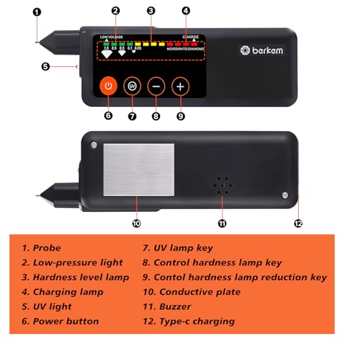 Valkynos Rechargeable Diamond Tester Pen with LCD Display & UV Light – Professional High Accuracy Gem & Jewelry Testing Tool for Diamonds, Easy-to-Use Electronic Selector for Novice and Expert