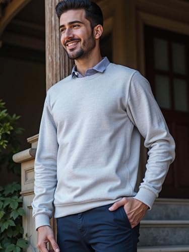 Men's Soft Crewneck Sweatshirt Breathable Crew Neck Pullover Outdoor Athletic Long Sleeve Sweatshirts4