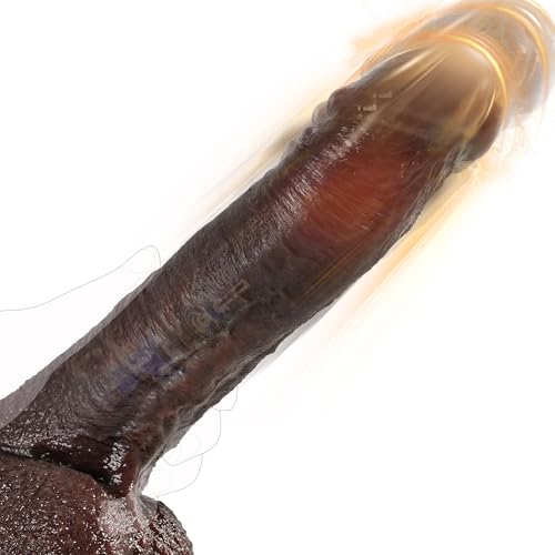 Fast Thrusting Black Dildo Vibrator with 3 Thrusting Speeds & 9 Vibrations, Realistic Silicone Dildos for G-spot Anal Stimulation, Heated Dildo with Strong Suction Cup Adult Sex Toys for Women and Men