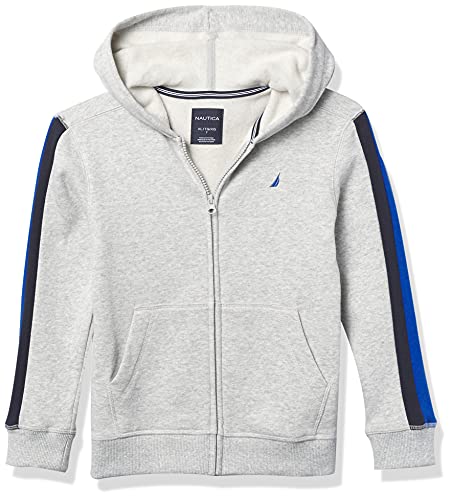 Nautica Boys' Little Zip Up Hoodie Sweatshirt, Signature Logo Design, Kangaroo Pockets, Made With Lightweight Fleece, Grey/Navy, 4 #TOP1