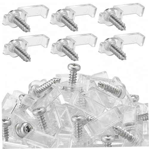 100PCS LED Strip Mounting Clips Waterproof Secure Fixing LED Strip Clips with Screws One-Side, 10mm Wide