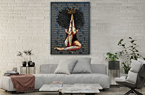 Spiritualhands Black Girl Wall Art Framed, Wall Pictures For Living Room Wall Decoration, Afro Love Black Girl Magic Wall Painting For Living Room Wall Decor, Black Woman Wall Art Canvas (Afro Woman Afro No 13, 30" X 40" - Ready To Hang) #TOP2
