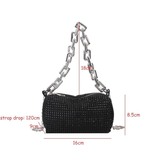 Shoulder Bags Crossbody Underarm Bag Thick Chain Handbag Women(Silver)2