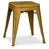 Doré Iconik Interior Tolix Style Tabouret Design Industriel - 45cm - Nouvelle Édition - Stylix Doré