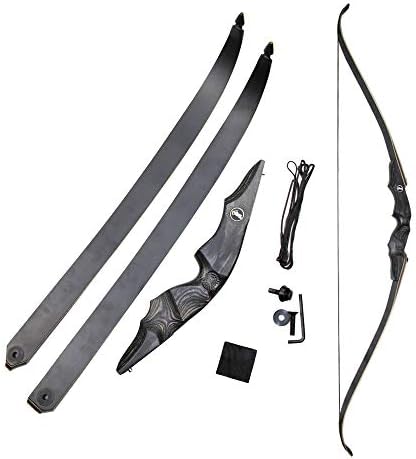GLURAK Archery 60'' Takedown Traditional Recurve Wooden Bow w/Carved Riser for Hunting (30 LB, Right)
