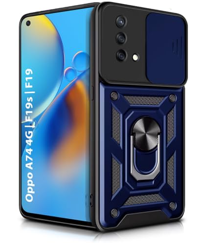 Image of WOW IMAGINE Tough Armor Bumper Mobile Back Case for Vivo V60 5G | V60e 5G | Vivo T4 Pro 5G | Sliding Camera Cover | Shock Proof 360 Protection | Hybrid PC + TPU | Ring Holder with Kickstand - Blue