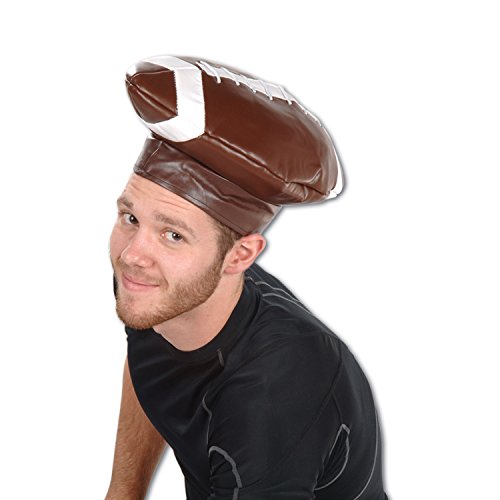 Beistle Vinyl Football Hat – Adult Novelty Headwear for Fantasy Sports Events, Football-Themed Party Accessory for Team Celebrations, Tailgates, and Spirit Rallies, One Size Fits Most Adults by Beistle - Used condition - Image 2