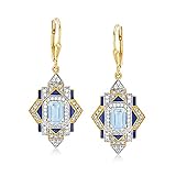 Ross-Simons 3.30 ct. t.w. London Blue, Sky Blue and White Topaz Drop Earrings With Blue Enamel in...