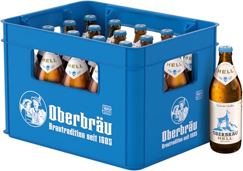 Oberbräu Hell, mild süffiges Helles Bier aus Bayern Flaschenbier, MEHRWEG im Kasten, 20er Kiste (20 x 0.5 l)