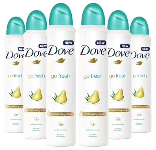 Dove Go Fresh Pear & Aloe Vera Antiperspirant Deodorant Aerosol for Women, 250 ml – Case of 6