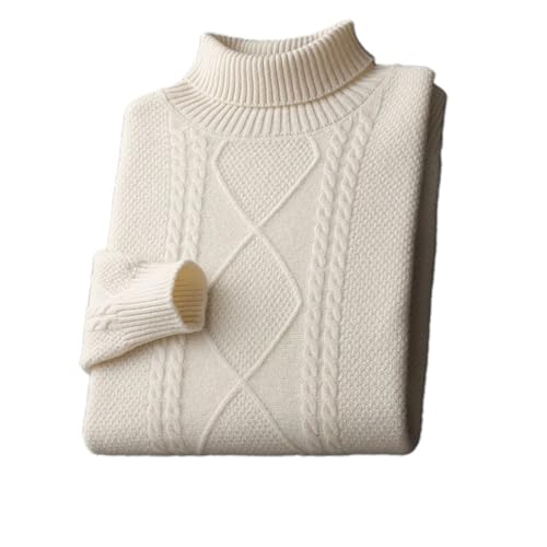 Men's Solid Merino Wool Sweater Thickened Warm Knitted Casual Turtleneck Pullover Jumper
