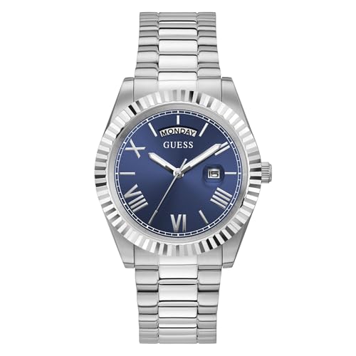 GUESS Connoisseur Men’s 42mm Silver Tone Watch Blue Dial
