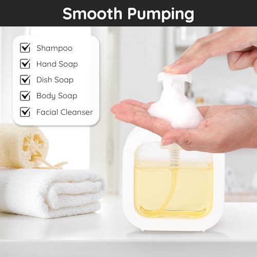 Image of Segbeauty 3pcs White Foam Hand Soap Dispener Pump Replacement, Foam Dispenser Pump for Kitchen Hand Soap Dispensing Bottle, Bathroom Foaming Pumps Head, 40 Thread Size Foaming Bottle Lid Reusable