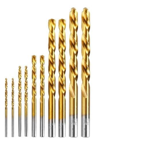 10-teiliges Set von Linkshänder-Bohrer-Bits aus HSS mit geradem Schaft für elektrische Bohrmaschinen, effektive Spanentsorgung und kratzfestes Design