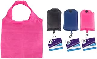 Primes DIY 3 Pack 38cm x 58cm Eco Folding Shopping Bag Reusable Grocery Eco-Friendly Travel Recycle Folding to fits in Pocket, Waterproof and Machine Washable