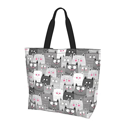 Hitamus Cute Cartoon Cats Large Tote Bag #TOP22